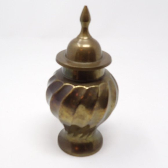 Vintage Brass Ginger Jar Twist Pattern 7 1/4" H  Made in India - Picture 5 of 10